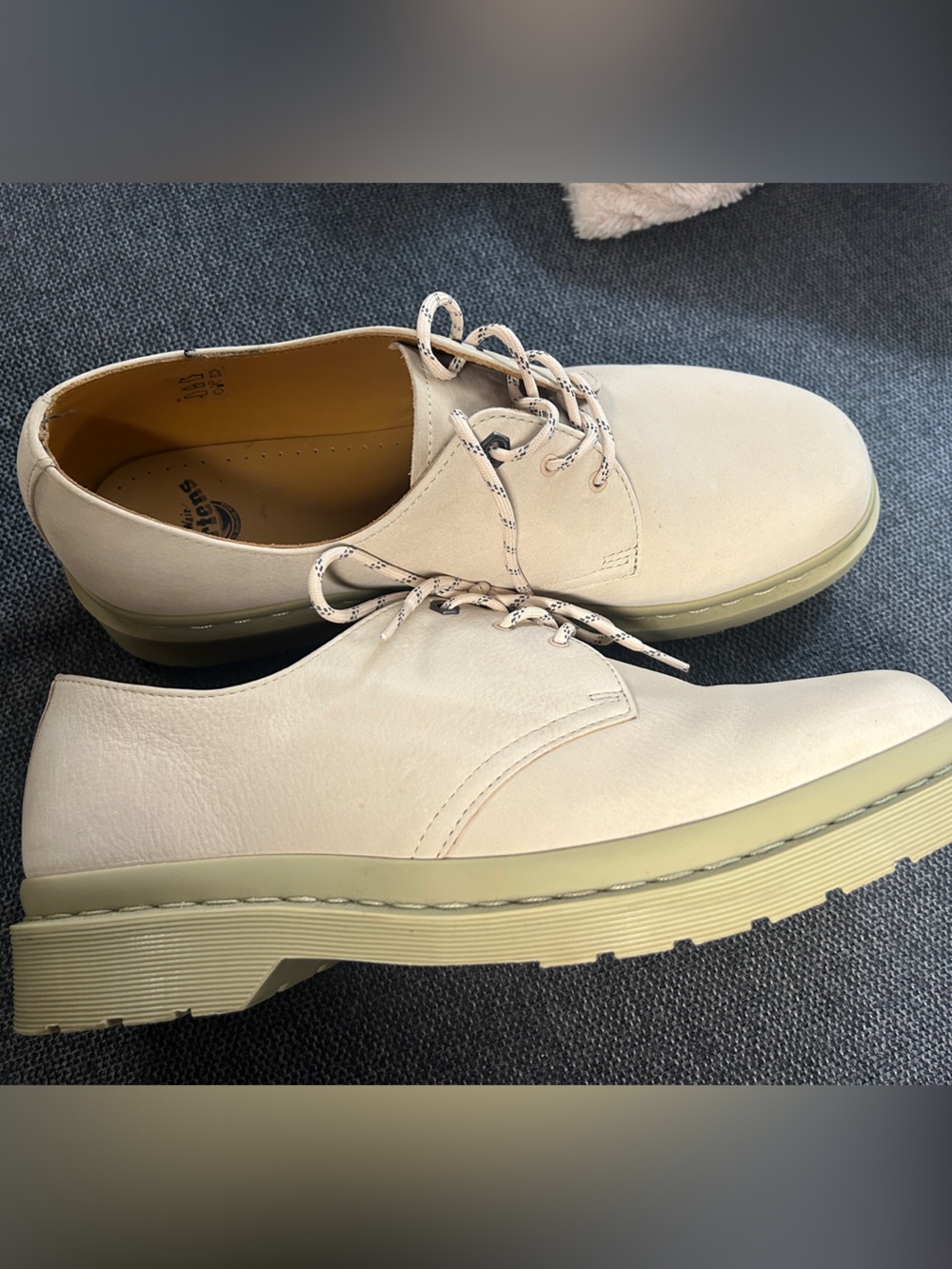 Dr. Martens Men’s Cream Lace-Up Platform Derby Shoes.